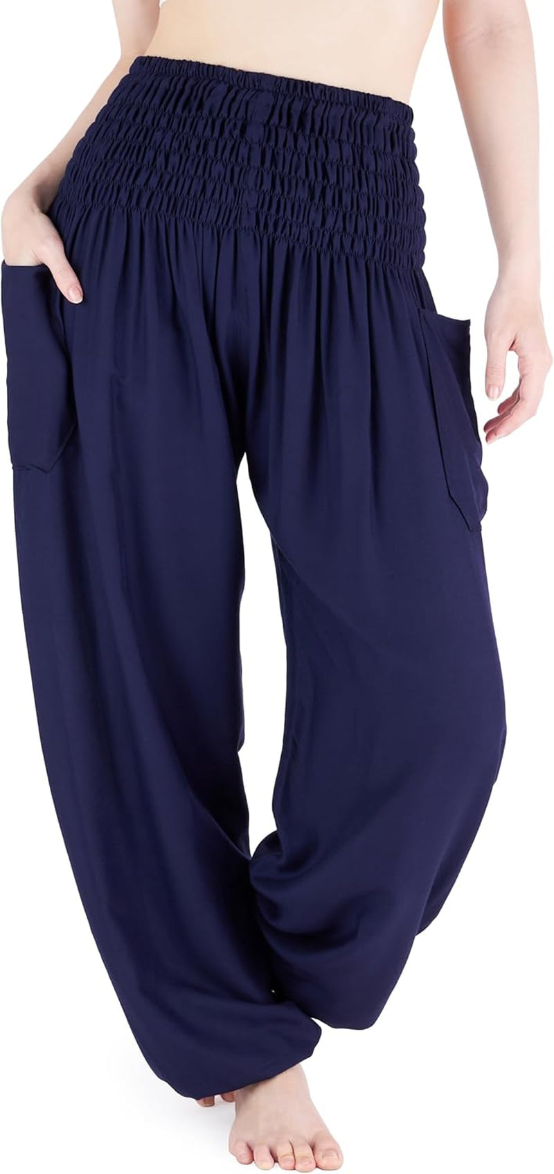 Lannaclothesdesign Women'S Smocked Waist Boho Flowy Yoga Harem Pants Hippie Clothes