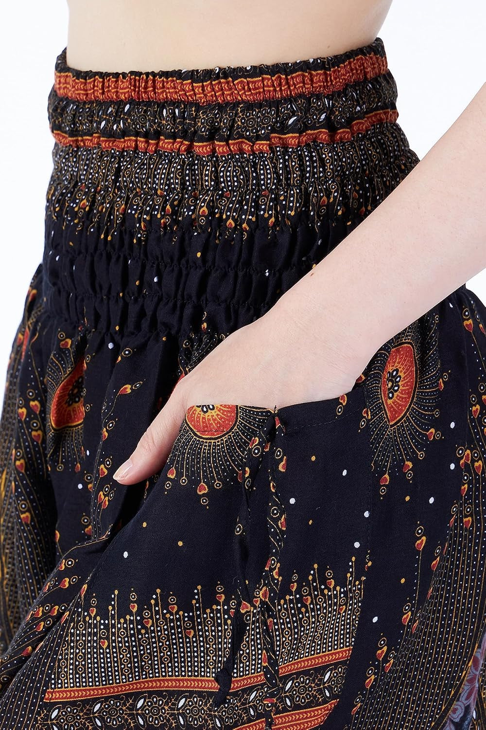 Lannaclothesdesign Women'S Smocked Waist Boho Flowy Yoga Harem Pants Hippie Clothes