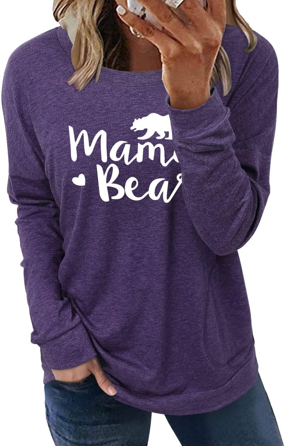 ONLYSHE Womens Crewneck Sweatshirt Casual Loose Fitting Tops Long Sleeve T Shirt