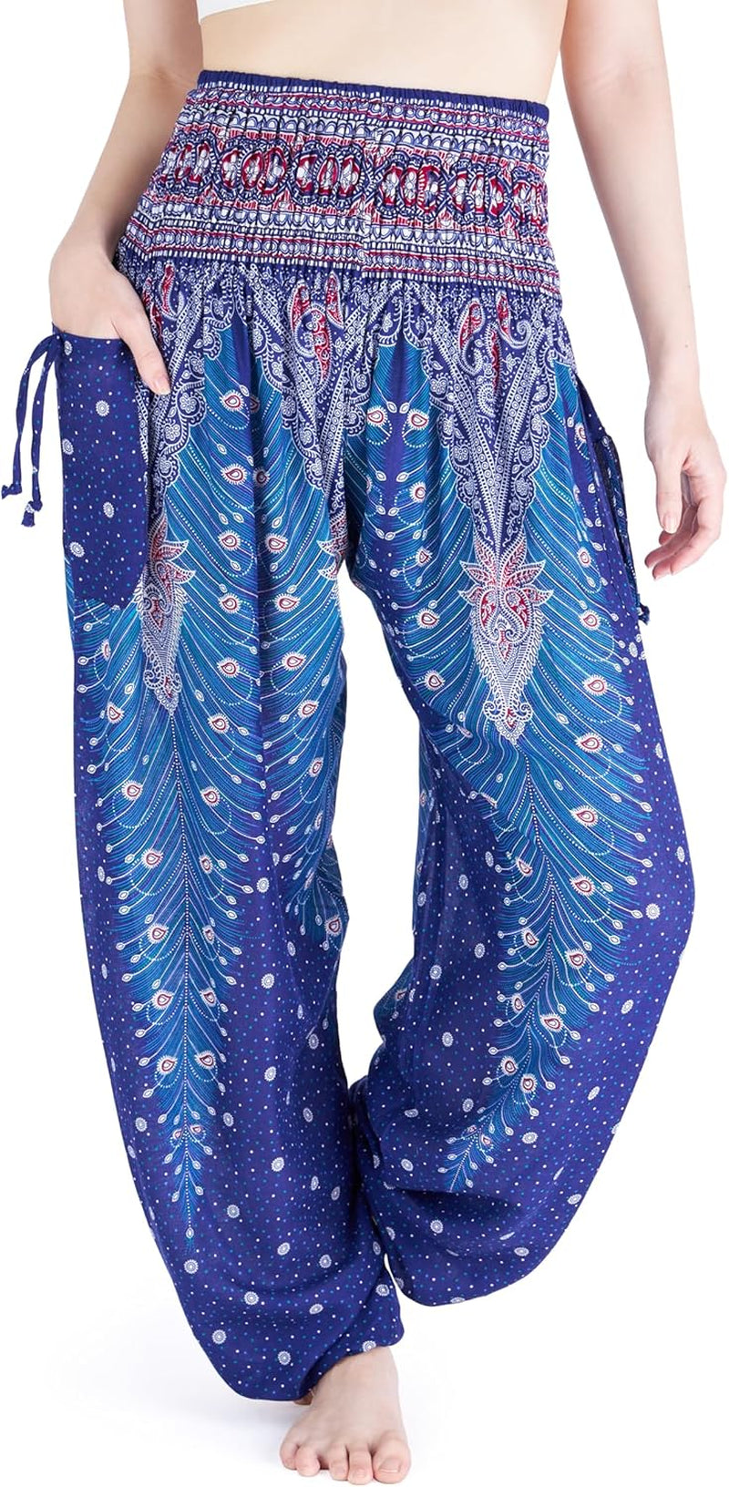 Lannaclothesdesign Women'S Smocked Waist Boho Flowy Yoga Harem Pants Hippie Clothes