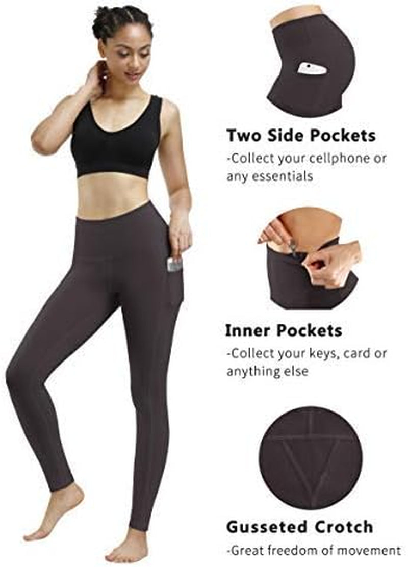 Fengbay 2 Pack High Waist Yoga Pants, Pocket Yoga Pants Tummy Control Workout Running 4 Way Stretch Yoga Leggings